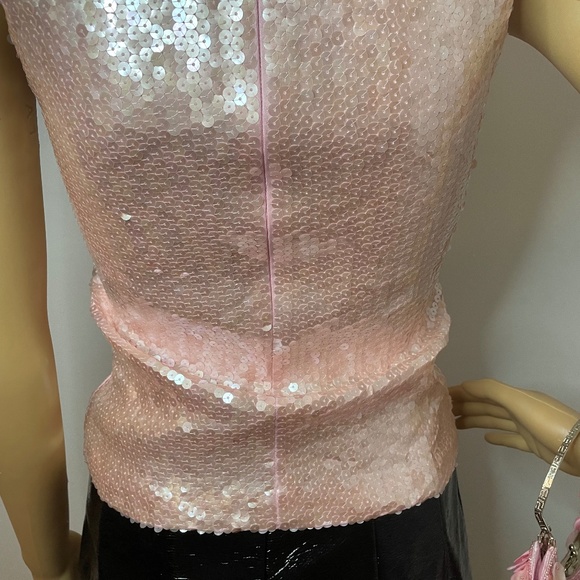 Vintage Oscar de la renta pink sequin tank top! - Picture 9 of 11